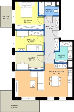4 pokoje, mieszkanie 74,75 m², piętro 4, oferta nr 39, Nowa Panorama bud.3, Sosnowiec, Zagórze, Środula, ul. Sokolska 104