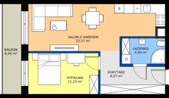 2 pokoje, mieszkanie 46,27 m², piętro 2, oferta nr 48, KATER Pallas, Kielce, Centrum, ul. Śniadeckich 33