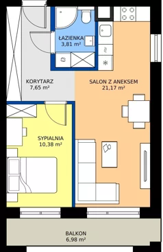 2 pokoje, mieszkanie 43,01 m², piętro 2, oferta nr 54, KATER Pallas, Kielce, Centrum, ul. Śniadeckich 33