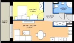 2 pokoje, mieszkanie 46,16 m², piętro 4, oferta nr 81, KATER Pallas, Kielce, Centrum, ul. Śniadeckich 33