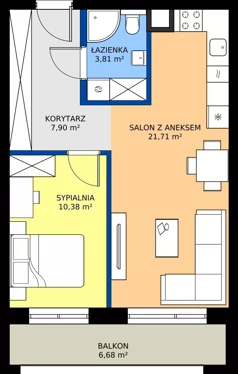 2 pokoje, mieszkanie 43,80 m², piętro 1, oferta nr 32, KATER Pallas, Kielce, Centrum, ul. Śniadeckich 33