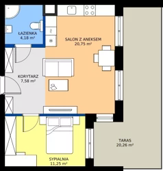 2 pokoje, mieszkanie 43,76 m², parter, oferta nr 7, KATER Pallas, Kielce, Centrum, ul. Śniadeckich 33