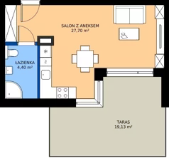 1 pokój, mieszkanie 32,10 m², parter, oferta nr 5, KATER Pallas, Kielce, Centrum, ul. Śniadeckich 33