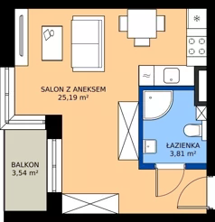 1 pokój, mieszkanie 29,00 m², piętro 3, oferta nr 61, KATER Pallas, Kielce, Centrum, ul. Śniadeckich 33