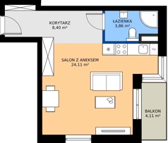 1 pokój, mieszkanie 36,37 m², piętro 1, oferta nr 18, KATER Pallas, Kielce, Centrum, ul. Śniadeckich 33