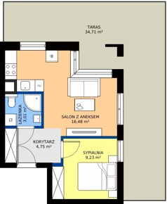 2 pokoje, mieszkanie 33,56 m², parter, oferta nr 17, KATER Pallas, Kielce, Centrum, ul. Śniadeckich 33