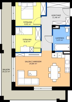 3 pokoje, mieszkanie 58,80 m², piętro 1, oferta nr 30, KATER Pallas, Kielce, Centrum, ul. Śniadeckich 33