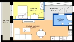 2 pokoje, mieszkanie 46,29 m², piętro 1, oferta nr 27, KATER Pallas, Kielce, Centrum, ul. Śniadeckich 33