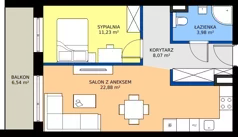 2 pokoje, mieszkanie 46,16 m², parter, oferta nr 8, KATER Pallas, Kielce, Centrum, ul. Śniadeckich 33