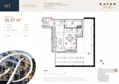 1 pokój, mieszkanie 36,27 m², parter, oferta nr 1, KATER Pallas, Kielce, Centrum, ul. Śniadeckich 33