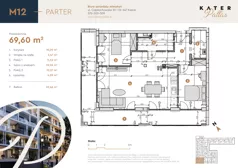 3 pokoje, mieszkanie 69,60 m², parter, oferta nr 12, KATER Pallas, Kielce, Centrum, ul. Śniadeckich 33