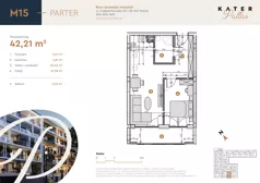 2 pokoje, mieszkanie 42,21 m², parter, oferta nr 15, KATER Pallas, Kielce, Centrum, ul. Śniadeckich 33