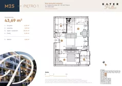 2 pokoje, mieszkanie 43,69 m², piętro 1, oferta nr 25, KATER Pallas, Kielce, Centrum, ul. Śniadeckich 33