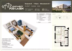2 pokoje, mieszkanie 42,25 m², piętro 1, oferta nr B.07, Apartamenty Pod Lasem, Kędzierzyn-Koźle, ul. Jana Brandysa