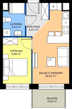 2 pokoje, mieszkanie 34,10 m², piętro 1, oferta nr B1/1/11, Metr Kwadrat II, Wrocław, Nowy Dwór, ul. Nowodworska 17B