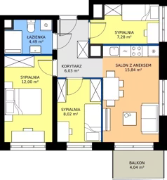 4 pokoje, mieszkanie 53,33 m², piętro 5, oferta nr B1/5/7, Metr Kwadrat II, Wrocław, Nowy Dwór, ul. Nowodworska 17B