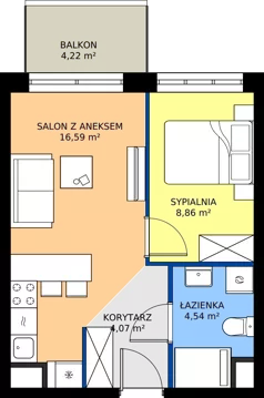 2 pokoje, mieszkanie 34,06 m², piętro 1, oferta nr B1/1/4, Metr Kwadrat II, Wrocław, Nowy Dwór, ul. Nowodworska 17B