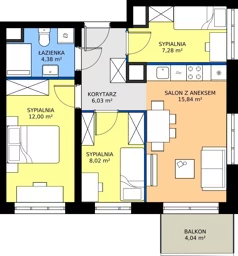 4 pokoje, mieszkanie 53,22 m², piętro 1, oferta nr B1/1/7, Metr Kwadrat II, Wrocław, Nowy Dwór, ul. Nowodworska 17B
