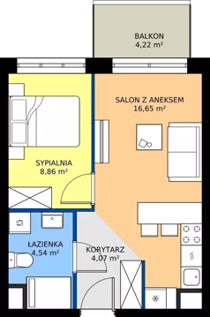 2 pokoje, mieszkanie 34,12 m², piętro 1, oferta nr B1/1/15, Metr Kwadrat II, Wrocław, Nowy Dwór, ul. Nowodworska 17B