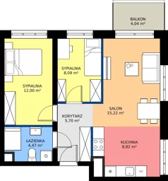 3 pokoje, mieszkanie 54,30 m², piętro 5, oferta nr B1/5/6, Metr Kwadrat II, Wrocław, Nowy Dwór, ul. Nowodworska 17B