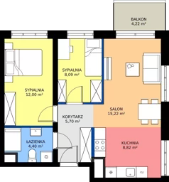 3 pokoje, mieszkanie 53,43 m², piętro 1, oferta nr B1/1/6, Metr Kwadrat II, Wrocław, Nowy Dwór, ul. Nowodworska 17B