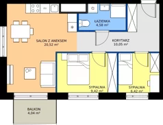 3 pokoje, mieszkanie 50,99 m², piętro 2, oferta nr B2/2/5, Metr Kwadrat II, Wrocław, Nowy Dwór, ul. Nowodworska 17B