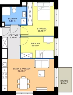 3 pokoje, mieszkanie 52,62 m², piętro 1, oferta nr B2/1/4, Metr Kwadrat II, Wrocław, Nowy Dwór, ul. Nowodworska 17B