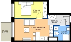 2 pokoje, mieszkanie 36,42 m², piętro 2, oferta nr B2/2/6, Metr Kwadrat II, Wrocław, Nowy Dwór, ul. Nowodworska 17B