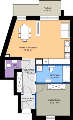 2 pokoje, mieszkanie 52,63 m², parter, oferta nr 1A, Zielona Polna, Łańcut, ul. Polna 41