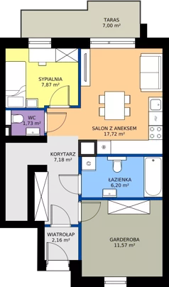 3 pokoje, mieszkanie 54,43 m², parter, oferta nr 2A, Zielona Polna, Łańcut, ul. Polna 41
