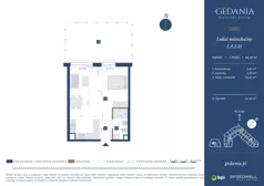 1 pokój, apartament 40,49 m², parter, oferta nr I.A.1.11, GEDANIA Riverside Living, Gdańsk, Śródmieście, ul. Wiesława 1