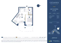 2 pokoje, apartament 45,57 m², parter, oferta nr I.A.1.16, GEDANIA Riverside Living, Gdańsk, Śródmieście, ul. Wiesława 1