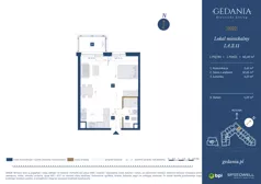 1 pokój, apartament 40,49 m², piętro 1, oferta nr I.A.2.11, GEDANIA Riverside Living, Gdańsk, Śródmieście, ul. Wiesława 1
