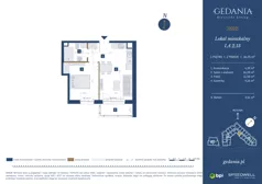 2 pokoje, apartament 36,25 m², piętro 1, oferta nr I.A.2.13, GEDANIA Riverside Living, Gdańsk, Śródmieście, ul. Wiesława 1