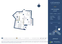 2 pokoje, apartament 43,99 m², piętro 1, oferta nr I.A.2.14, GEDANIA Riverside Living, Gdańsk, Śródmieście, ul. Wiesława 1