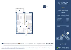 2 pokoje, apartament 41,22 m², piętro 1, oferta nr I.A.2.8, GEDANIA Riverside Living, Gdańsk, Śródmieście, ul. Wiesława 1