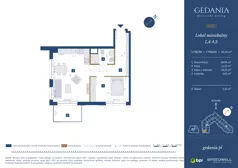 2 pokoje, apartament 49,44 m², piętro 3, oferta nr I.A.4.3, GEDANIA Riverside Living, Gdańsk, Śródmieście, ul. Wiesława 1