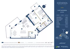3 pokoje, apartament 93,74 m², piętro 4, oferta nr I.A.5.4, GEDANIA Riverside Living, Gdańsk, Śródmieście, ul. Wiesława 1