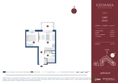 2 pokoje, apartament inwestycyjny 33,09 m², piętro 1, oferta nr I.B.2.1, GEDANIA Riverside Living - apartamenty inwestycyjne, Gdańsk, Śródmieście, ul. Wiesława 1