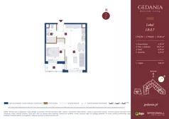 2 pokoje, apartament inwestycyjny 37,58 m², piętro 1, oferta nr I.B.2.7, GEDANIA Riverside Living - apartamenty inwestycyjne, Gdańsk, Śródmieście, ul. Wiesława 1