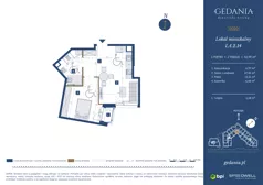 2 pokoje, apartament 43,99 m², piętro 1, oferta nr I.A.2.14, GEDANIA Riverside Living, Gdańsk, Śródmieście, ul. Wiesława 1