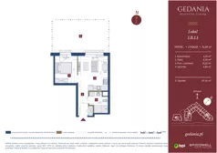 2 pokoje, apartament inwestycyjny 33,09 m², parter, oferta nr I.B.1.1, GEDANIA Riverside Living - apartamenty inwestycyjne, Gdańsk, Śródmieście, ul. Wiesława 1