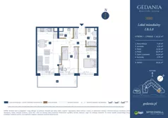 3 pokoje, apartament 62,12 m², piętro 4, oferta nr I.B.5.3, GEDANIA Riverside Living, Gdańsk, Śródmieście, ul. Wiesława 1