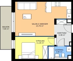 2 pokoje, mieszkanie 44,41 m², piętro 1, oferta nr B3.KLA 1.4, Osiedle Literatura, Poznań, Strzeszyn, Strzeszyn, ul. Literacka