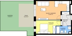2 pokoje, mieszkanie 42,66 m², parter, oferta nr B4.KLA 0.1, Osiedle Literatura, Poznań, Strzeszyn, Strzeszyn, ul. Literacka