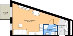 1 pokój, mieszkanie 36,66 m², piętro 9, oferta nr A85, Strada Wybickiego, Kraków, Krowodrza, ul. Wybickiego 6A/6B