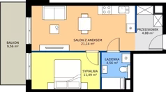 2 pokoje, mieszkanie 42,07 m², piętro 2, oferta nr A19, Strada Wybickiego, Kraków, Krowodrza, ul. Wybickiego 6A/6B