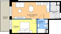 2 pokoje, mieszkanie 41,31 m², piętro 1, oferta nr A9, Strada Wybickiego, Kraków, Krowodrza, ul. Wybickiego 6A/6B