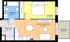 2 pokoje, mieszkanie 40,04 m², piętro 3, oferta nr A36, Strada Wybickiego, Kraków, Krowodrza, ul. Wybickiego 6A/6B