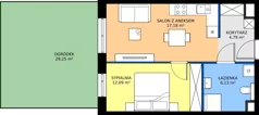2 pokoje, mieszkanie 40,19 m², parter, oferta nr A1, Strada Wybickiego, Kraków, Krowodrza, ul. Wybickiego 6A/6B